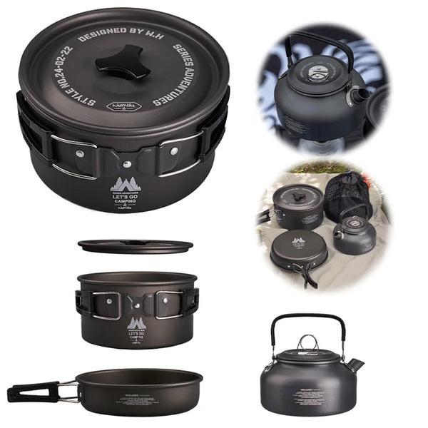3-Piece Camping Cookware Kit with Kettle