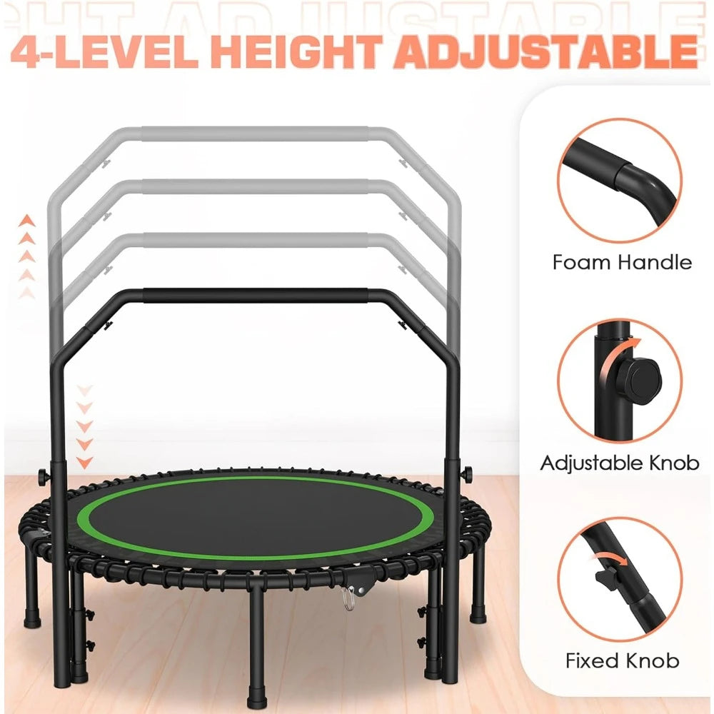 Foldable Mini Fitness Trampoline with Adjustable Handle