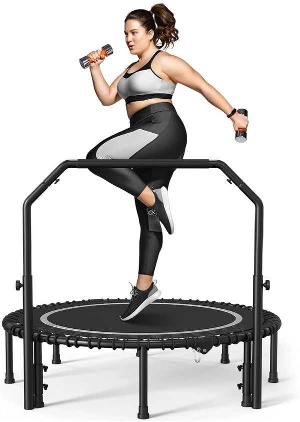 Foldable Mini Fitness Trampoline with Adjustable Handle