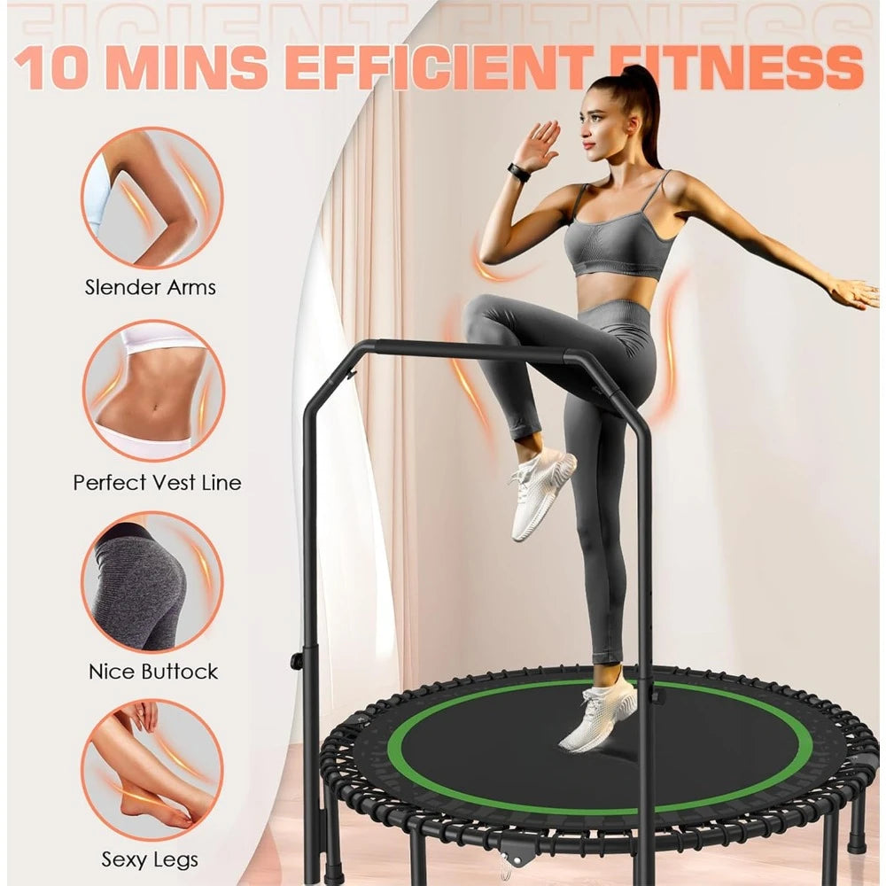 Foldable Mini Fitness Trampoline with Adjustable Handle