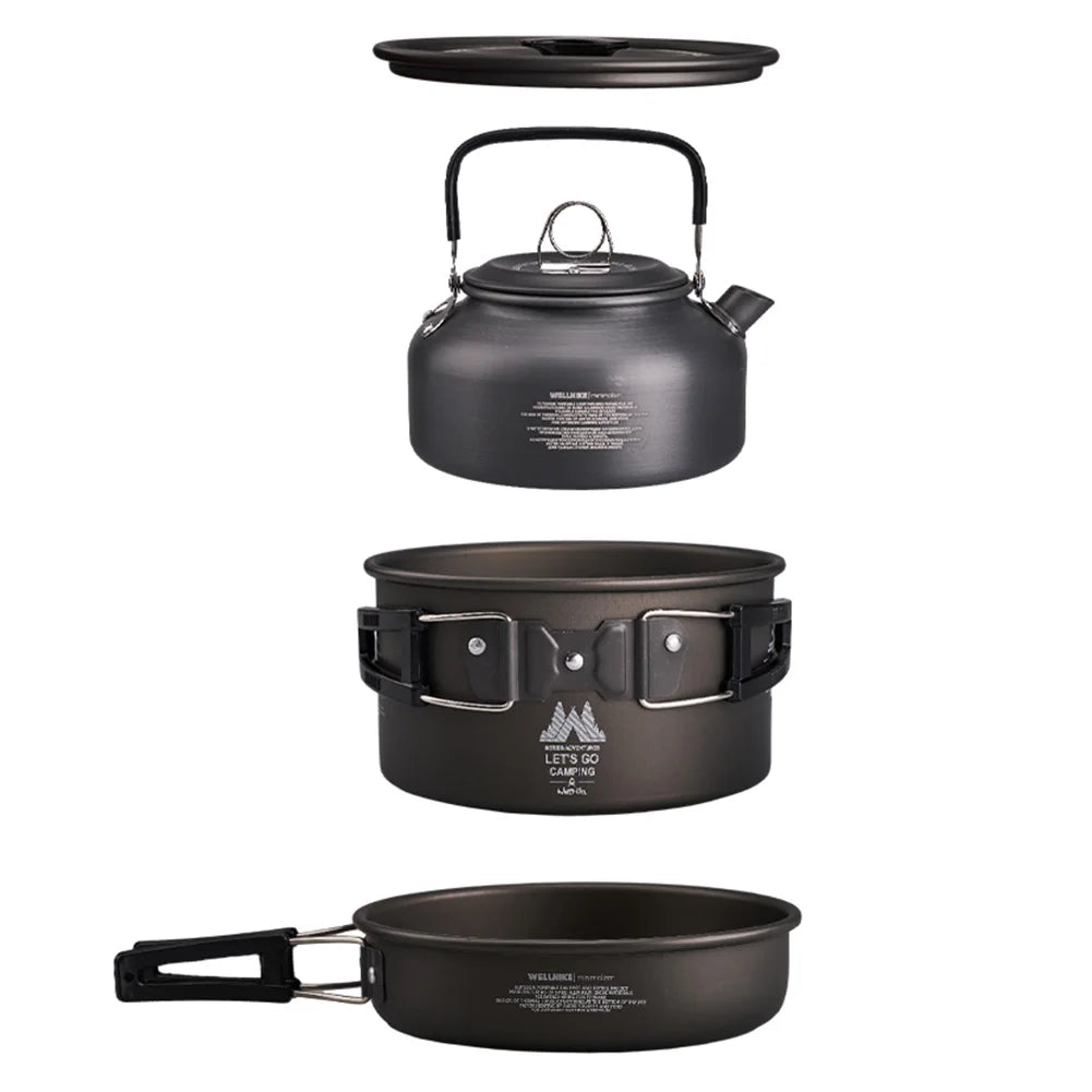 3-Piece Camping Cookware Kit with Kettle