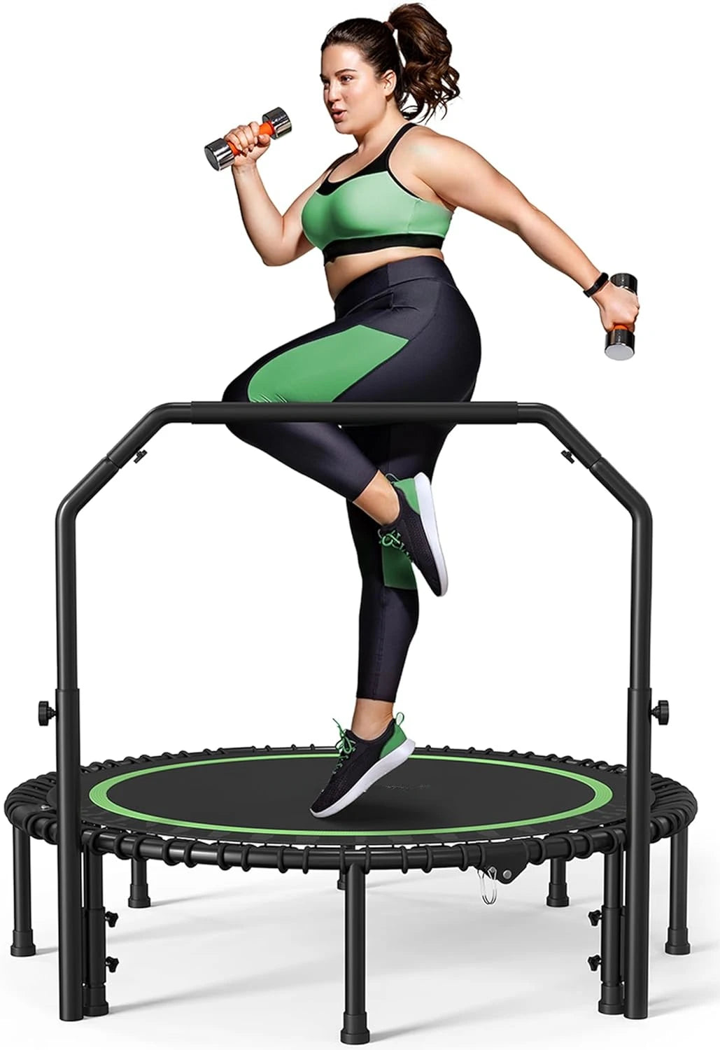 Foldable Mini Fitness Trampoline with Adjustable Handle